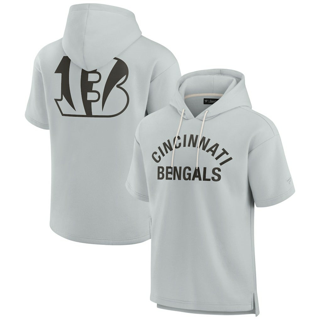 Cincinnati Bengals Unisex Elements Super Soft Fleece Short Sleeve Pullover Hoodie Gray - Fanatics