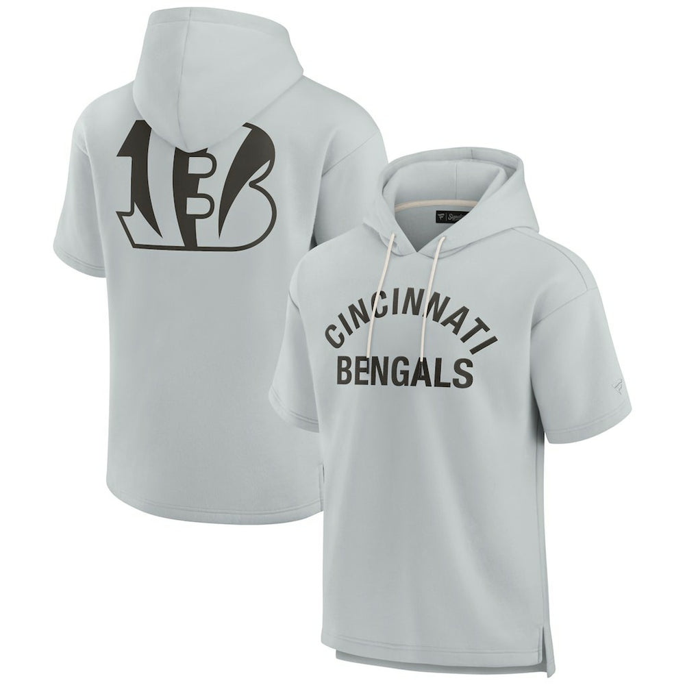Cincinnati Bengals Unisex Elements Super Soft Fleece Short Sleeve Pullover Hoodie Gray - Fanatics