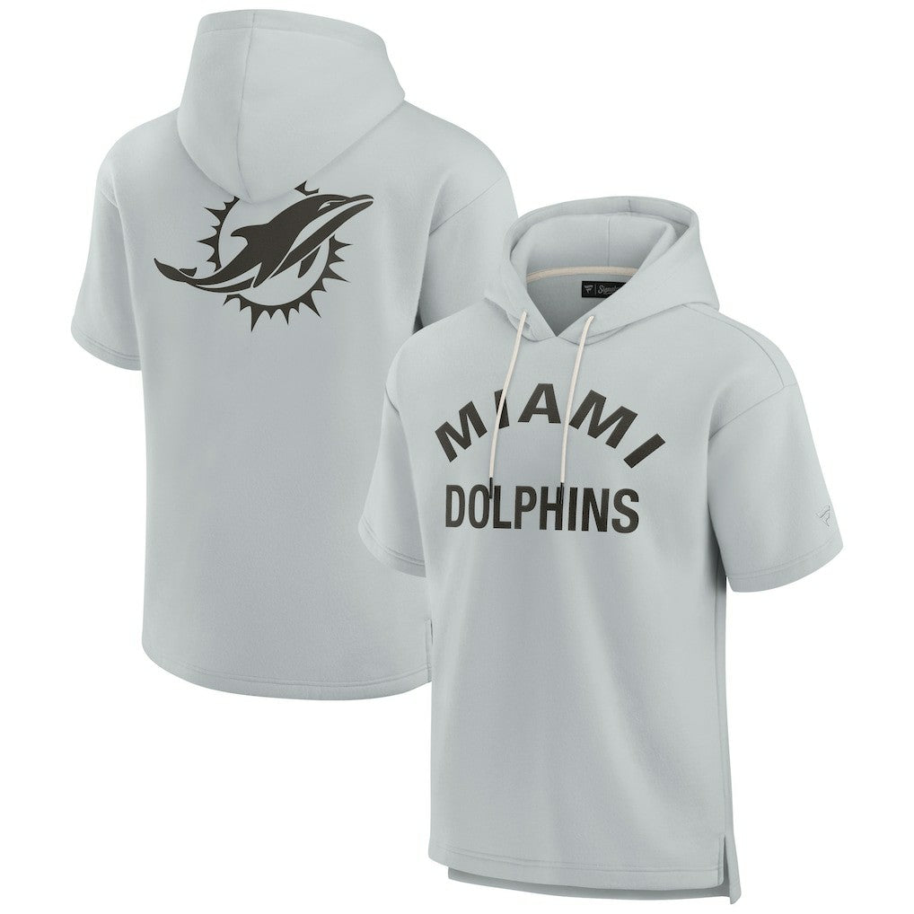 Miami Dolphins Unisex Elements Super Soft Fleece Short Sleeve Pullover Hoodie Gray - Fanatics