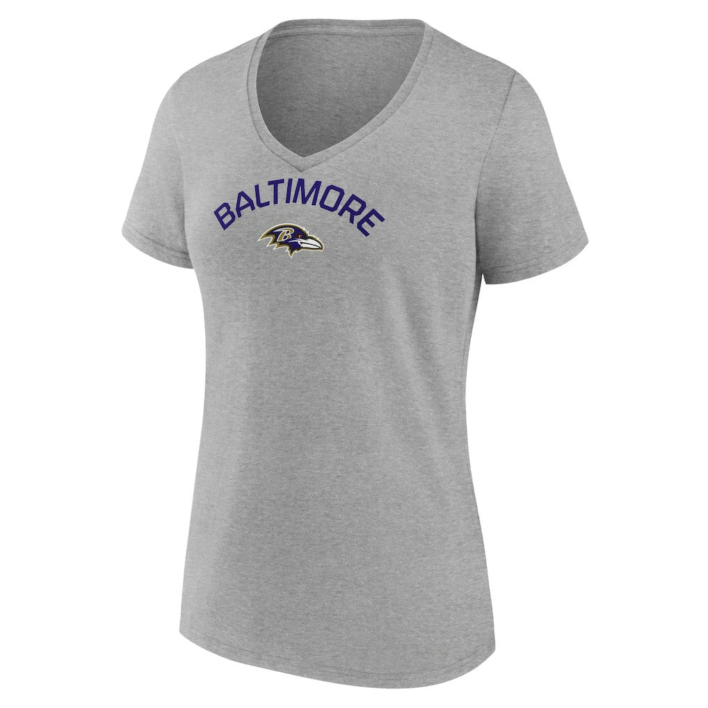 Baltimore Ravens Women's Team Arc V-Neck T-Shirt Heather Gray - NFL