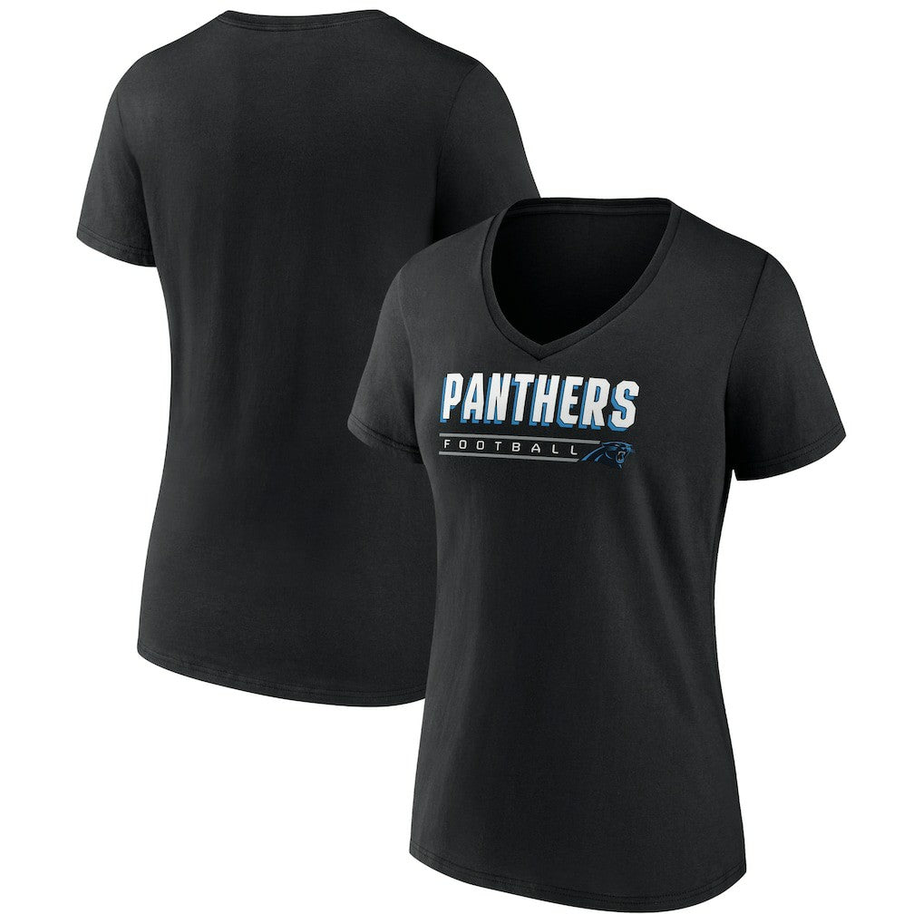 Carolina Panthers Women's Primary Play V-Neck T-Shirt Black - NFL