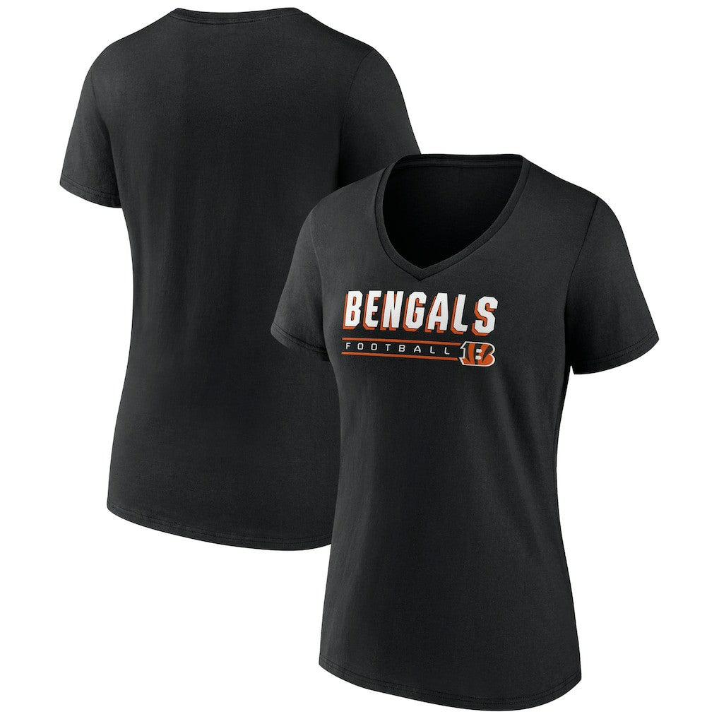Cincinnati Bengals Women's Primary Play V-Neck T-Shirt Black - NFL