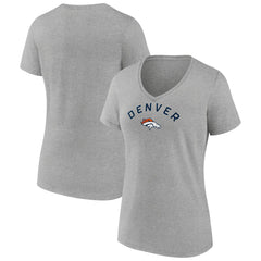 Denver Broncos Women's Team Arc V-Neck T-Shirt Heather Gray - NFL