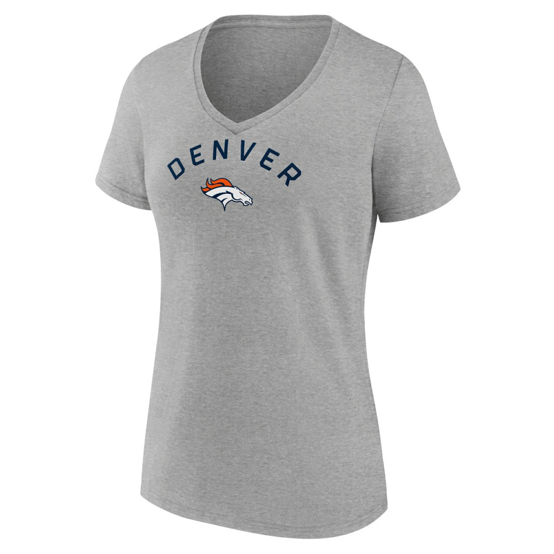 Denver Broncos Women's Team Arc V-Neck T-Shirt Heather Gray - NFL