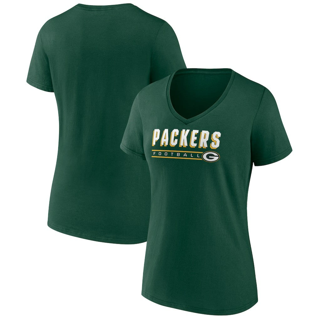 Green Bay Packers Women's Primary Play V-Neck T-Shirt Green - NFL