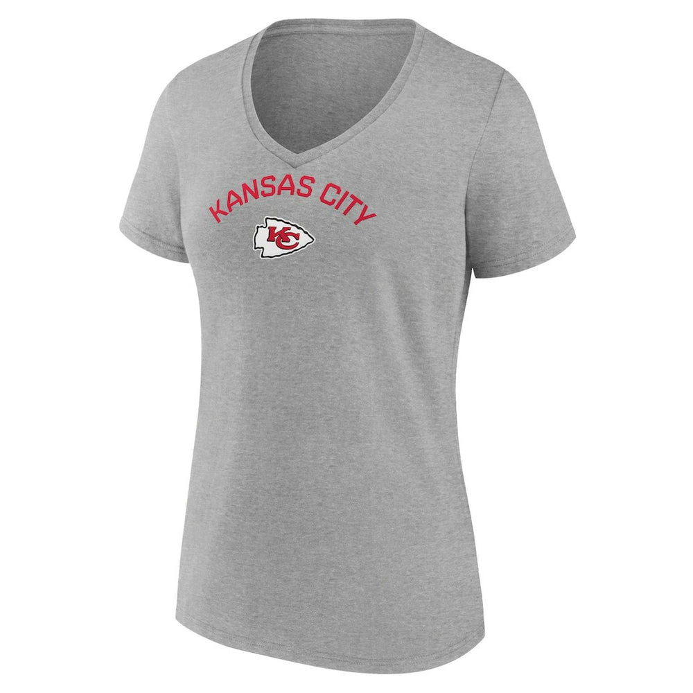 Kansas City Chiefs Women's Team Arc V-Neck T-Shirt Heather Gray - NFL