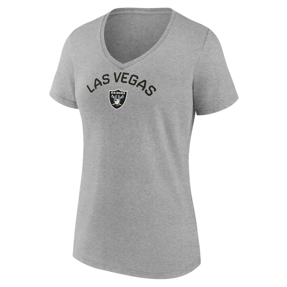 Las Vegas Raiders Women's Team Arc V-Neck T-Shirt Heather Gray - NFL