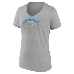 Los Angeles Chargers Women's Team Arc V-Neck T-Shirt Heather Gray - NFL