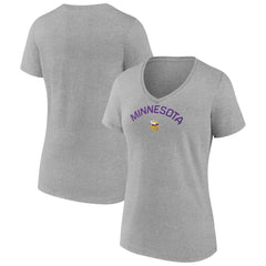 Minnesota Vikings Women's Team Arc V-Neck T-Shirt Heather Gray - NFL