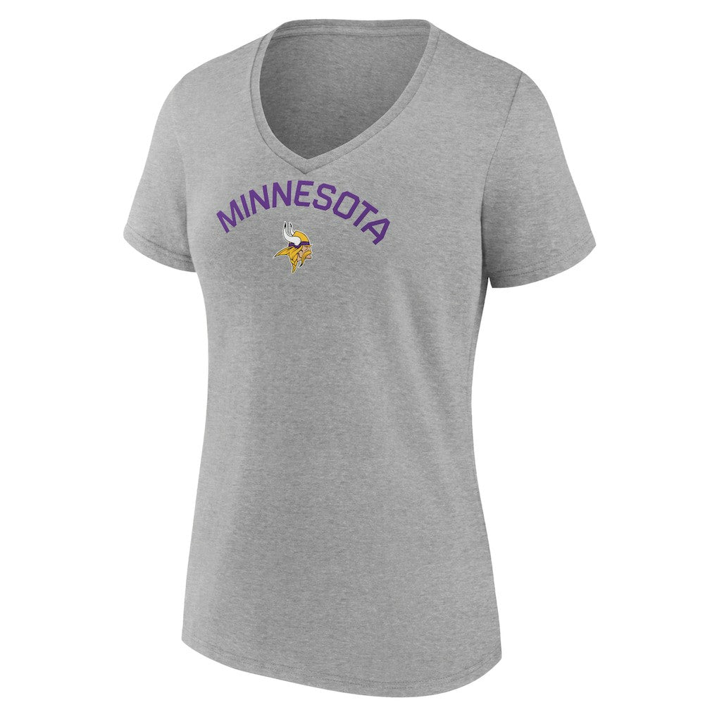 Minnesota Vikings Women's Team Arc V-Neck T-Shirt Heather Gray - NFL