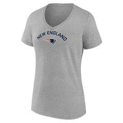 New England Patriots Women's Team Arc V-Neck T-Shirt Heather Gray - NFL