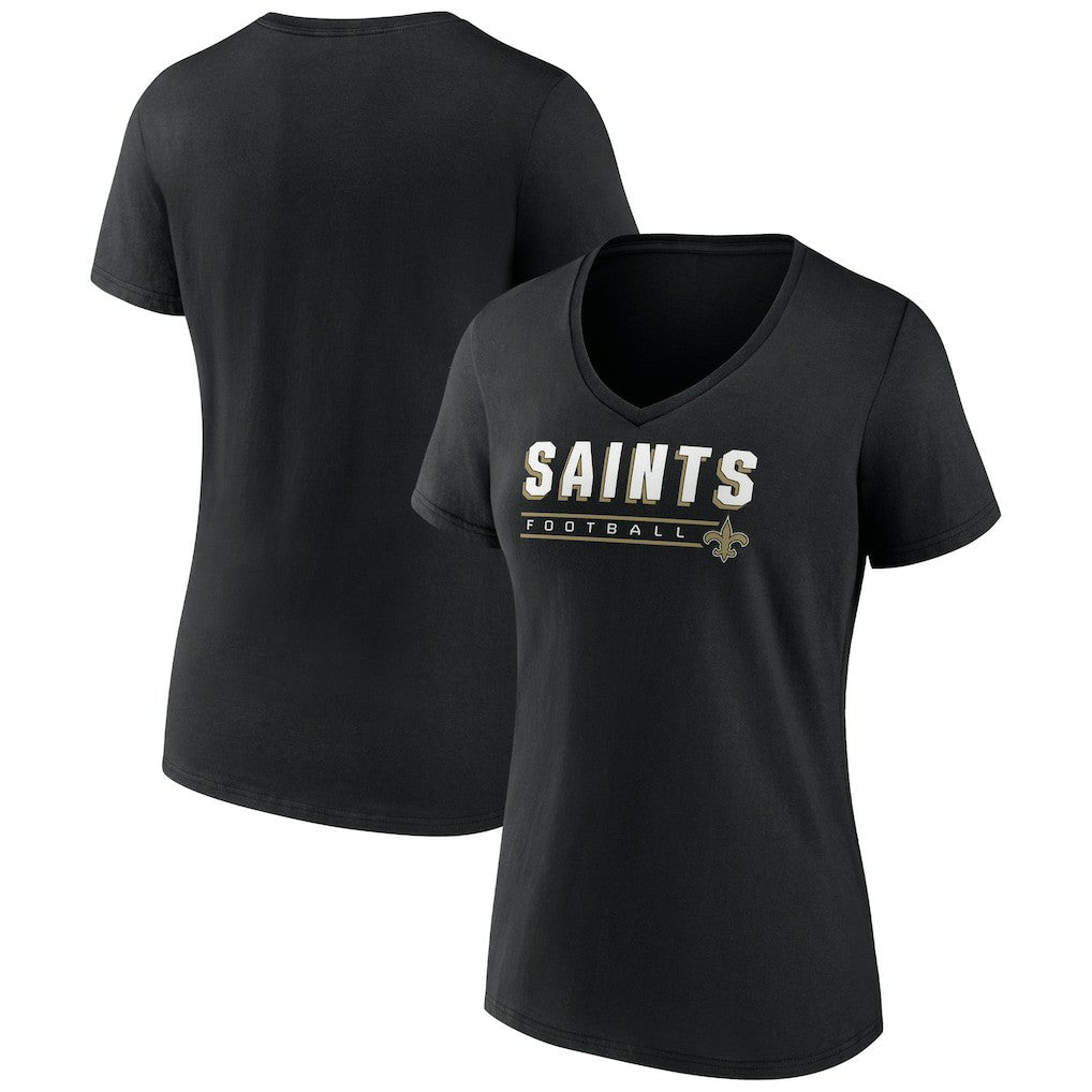 New Orleans Saints Women's Primary Play V-Neck T-Shirt Black - NFL