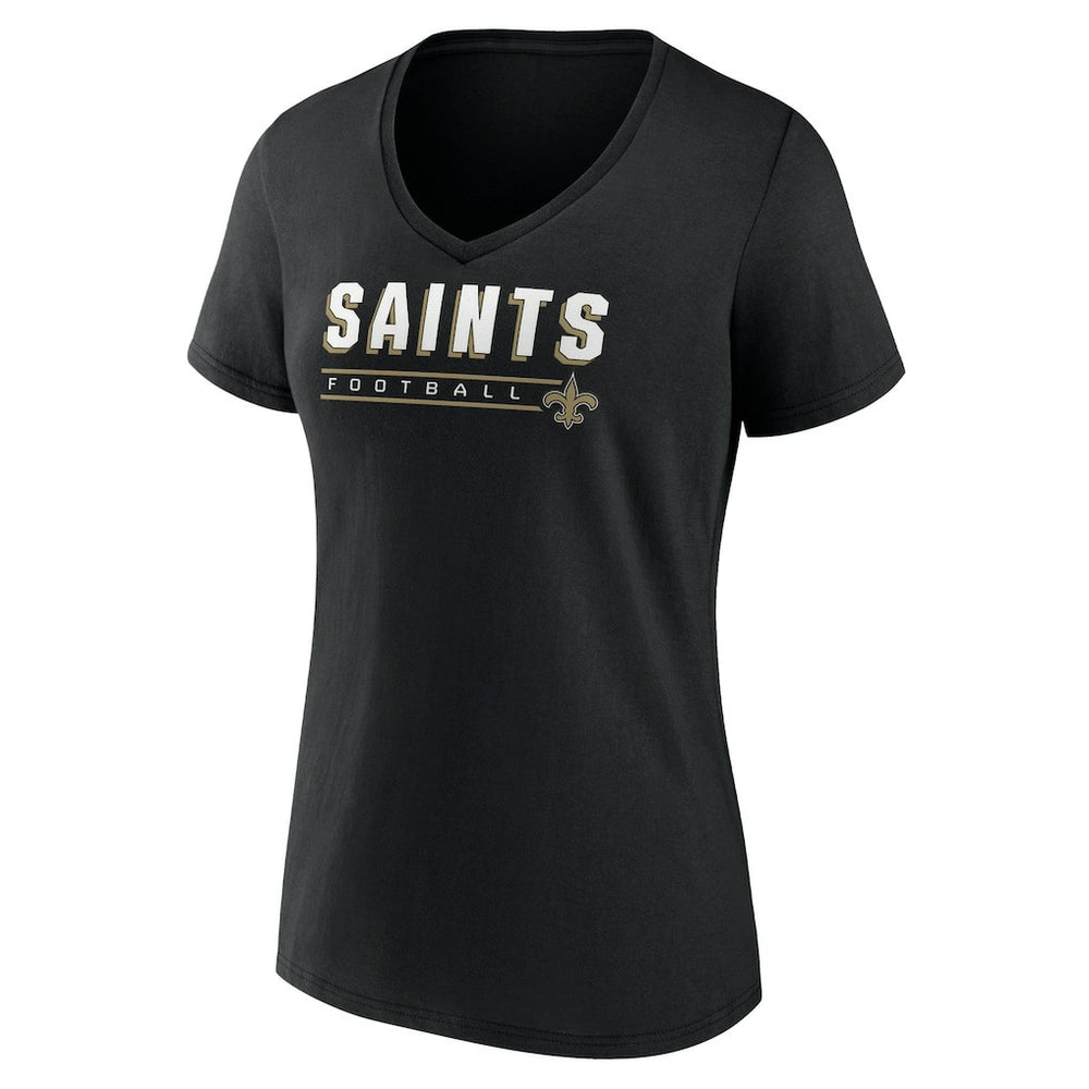 New Orleans Saints Women's Primary Play V-Neck T-Shirt Black - NFL