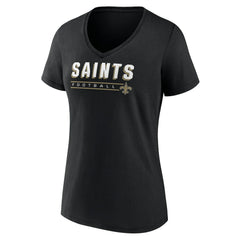 New Orleans Saints Women's Primary Play V-Neck T-Shirt Black - NFL