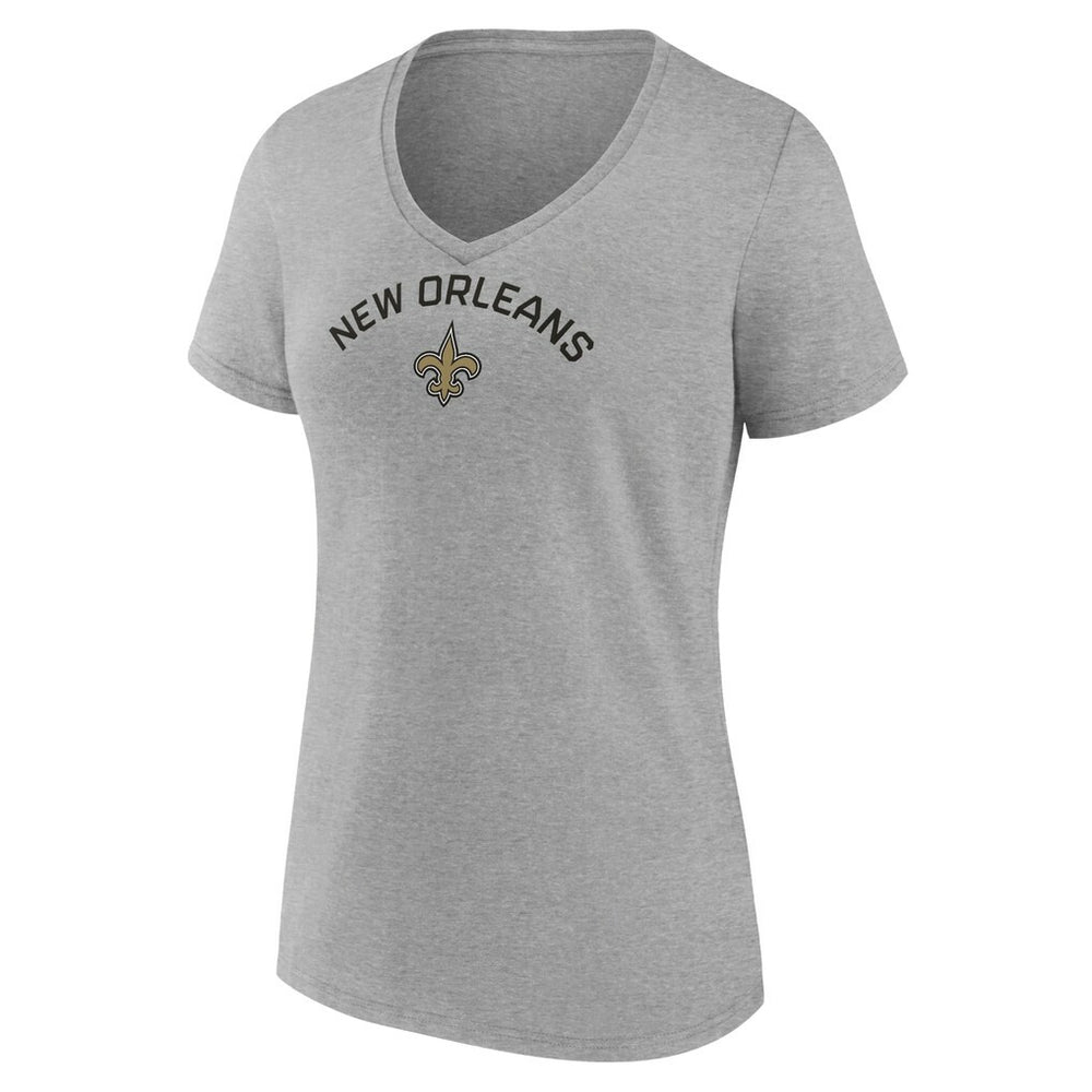 New Orleans Saints Women's Team Arc V-Neck T-Shirt Heather Gray - NFL