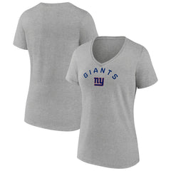 New York Giants Women's Team Arc V-Neck T-Shirt Heather Gray - NFL