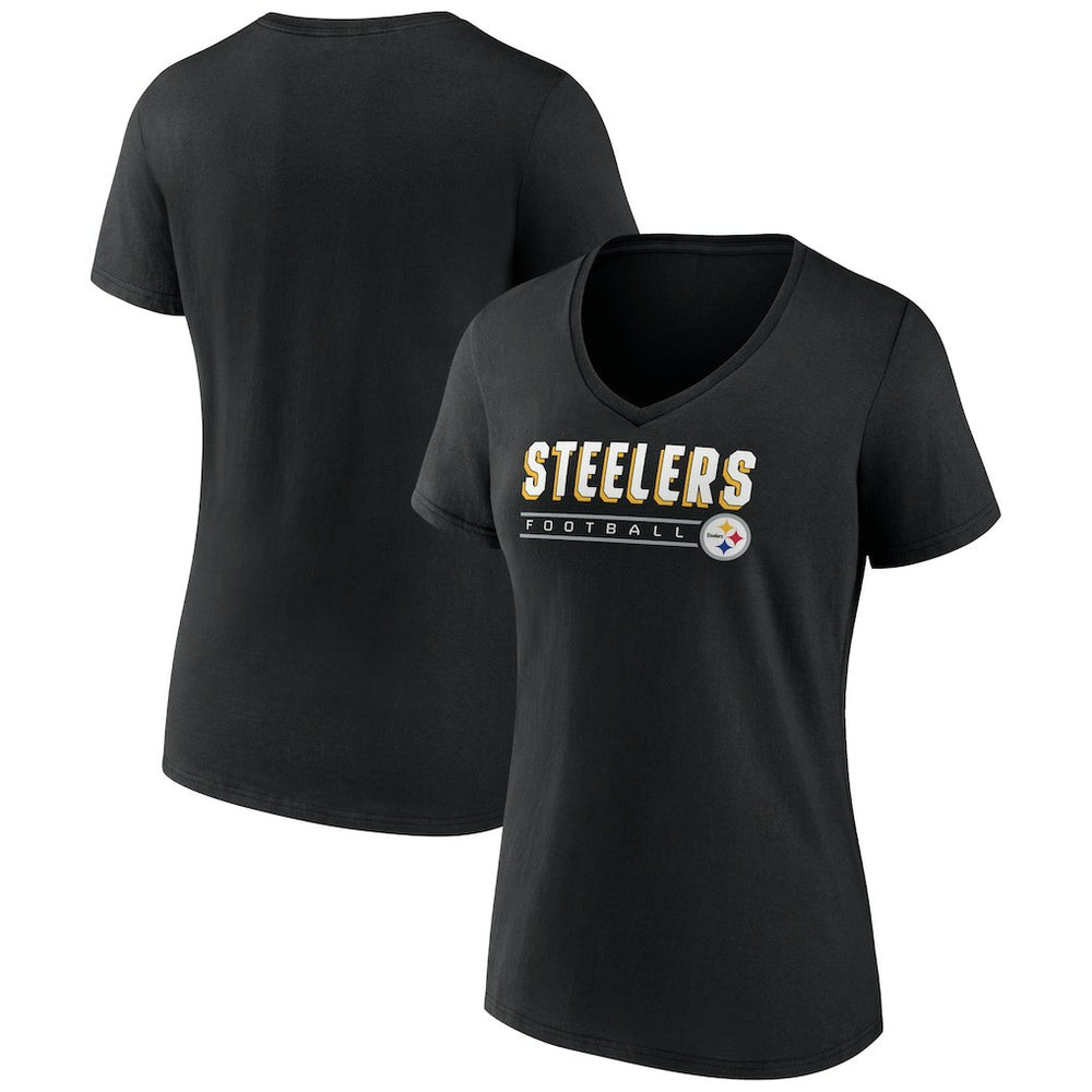Pittsburgh Steelers Women's Primary Play V-Neck T-Shirt Black - NFL