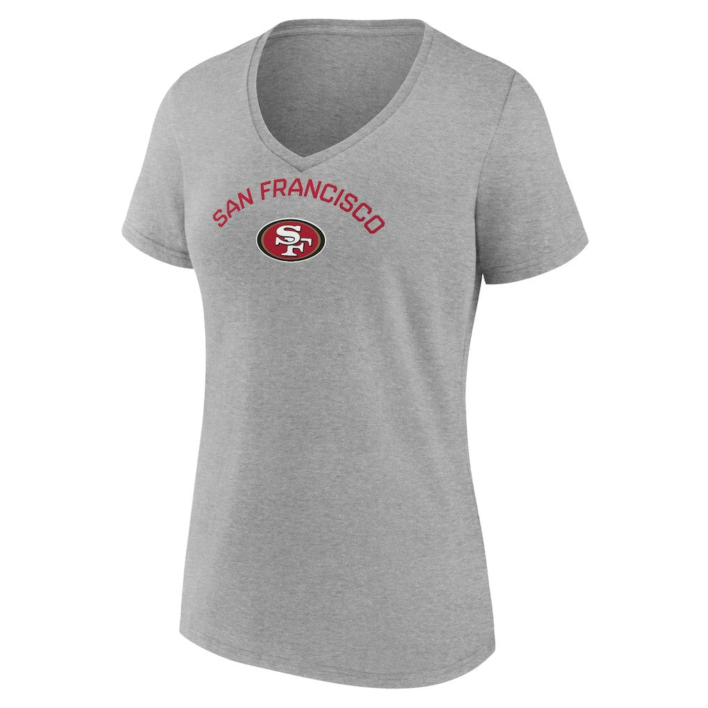 San Francisco 49ers Women's Team Arc V-Neck T-Shirt Heather Gray - NFL