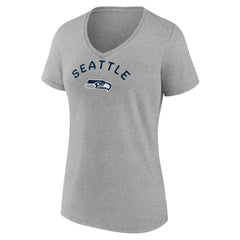 Seattle Seahawks Women's Team Arc V-Neck T-Shirt Heather Gray - NFL
