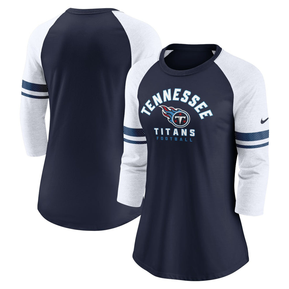 Tennessee Titans Women's Fashion 3/4-Sleeve Lightweight Raglan Fashion T-Shirt Navy - Nike