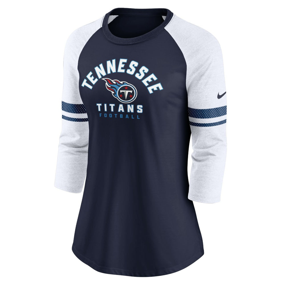 Tennessee Titans Women's Fashion 3/4-Sleeve Lightweight Raglan Fashion T-Shirt Navy - Nike