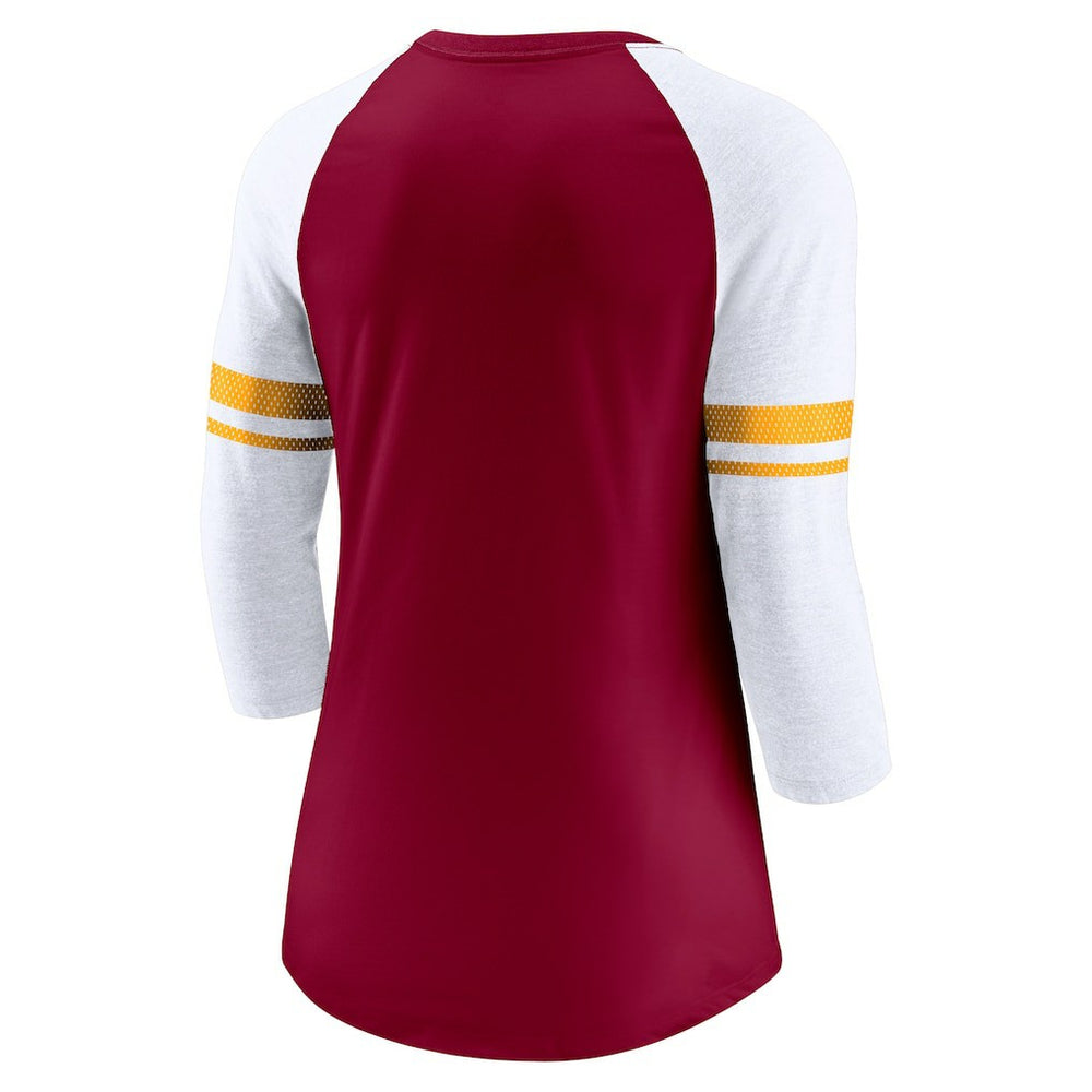 Washington Commanders Women's Fashion 3/4-Sleeve Lightweight Raglan Fashion T-Shirt Burgundy - Nike