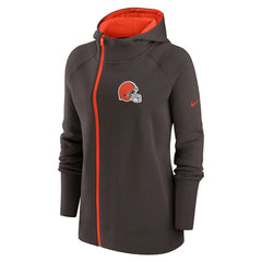 Cleveland Browns Women's Asymmetrical Raglan Full-Zip Hoodie Brown - Nike