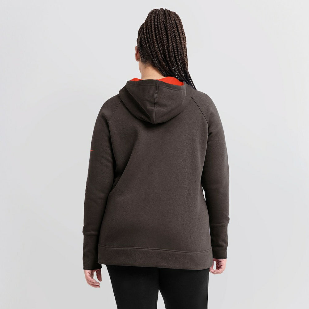 Cleveland Browns Women's Asymmetrical Raglan Full-Zip Hoodie Brown - Nike