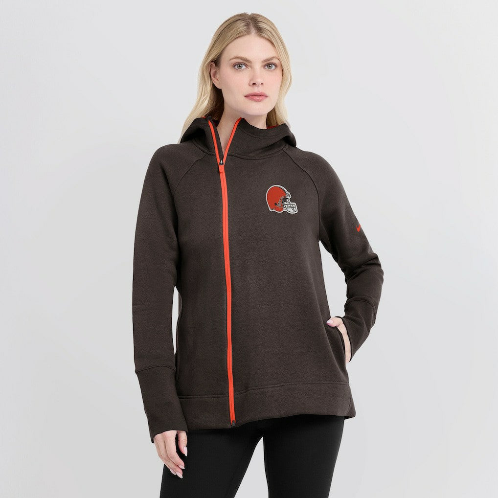 Cleveland Browns Women's Asymmetrical Raglan Full-Zip Hoodie Brown - Nike