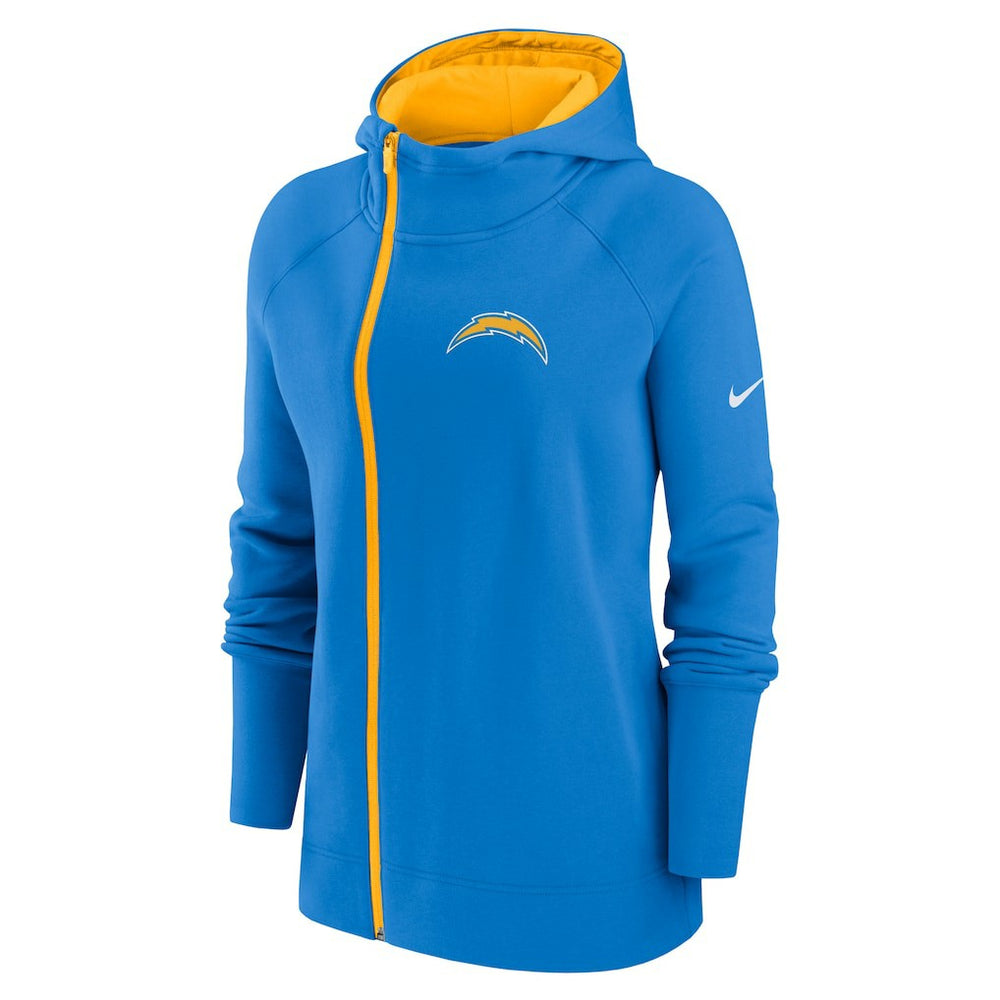 Los Angeles Chargers Women's Asymmetrical Raglan Full-Zip Hoodie Powder Blue - Nike
