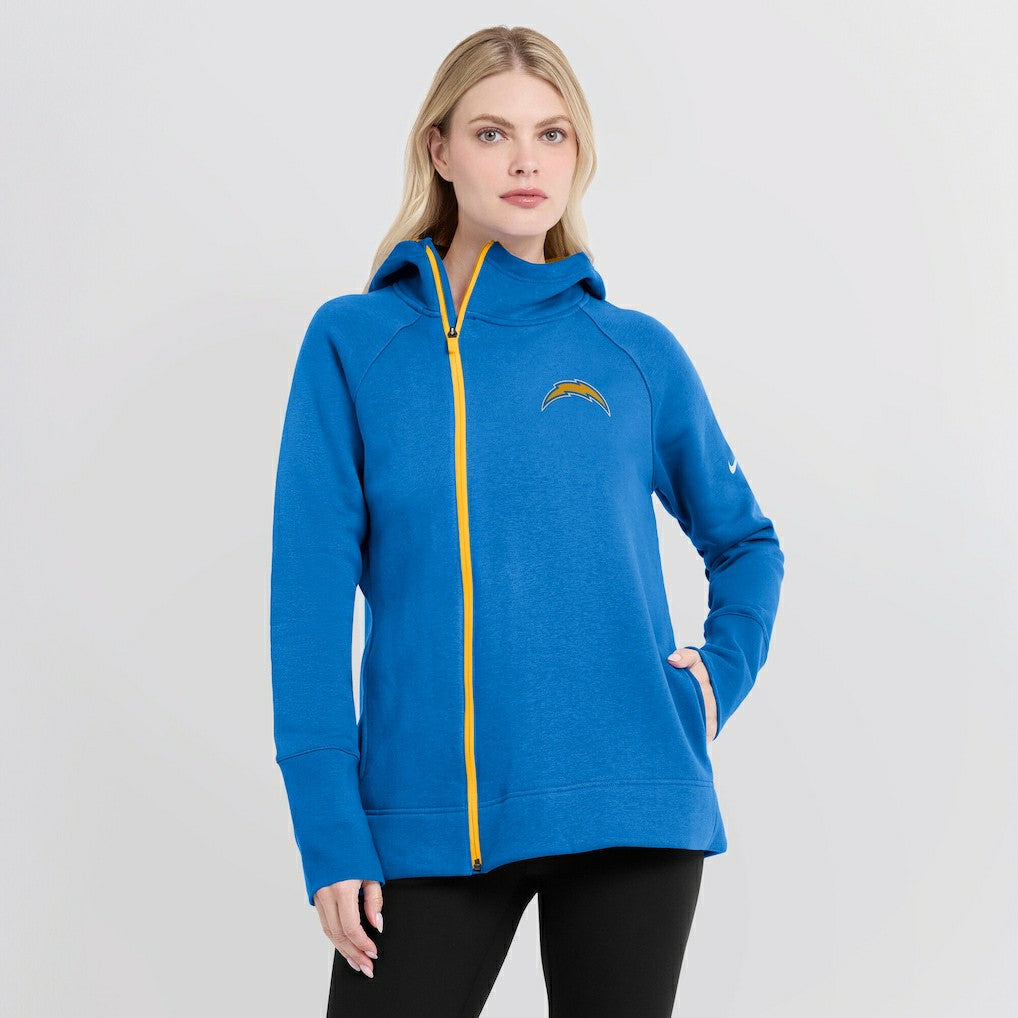 Los Angeles Chargers Women's Asymmetrical Raglan Full-Zip Hoodie Powder Blue - Nike