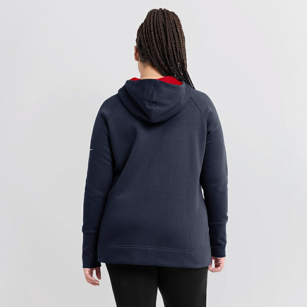 New England Patriots Women's Asymmetrical Raglan Full-Zip Hoodie Navy - Nike