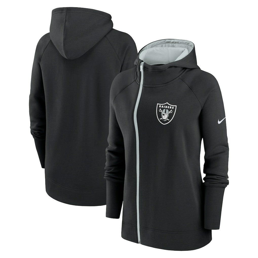 Las Vegas Raiders Women's Asymmetrical Raglan Full-Zip Hoodie Black - Nike