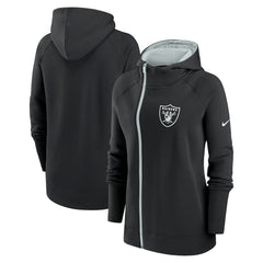 Las Vegas Raiders Women's Asymmetrical Raglan Full-Zip Hoodie Black - Nike