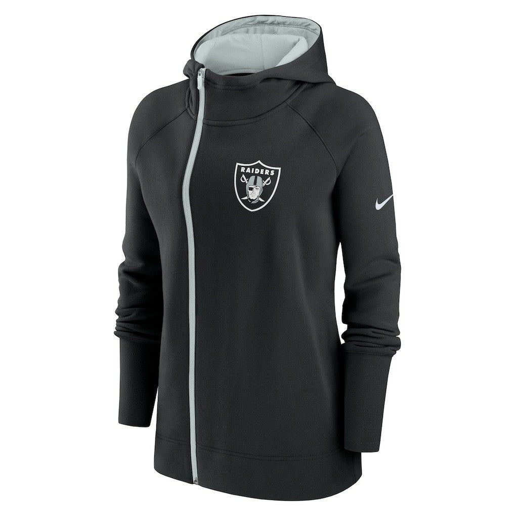 Las Vegas Raiders Women's Asymmetrical Raglan Full-Zip Hoodie Black - Nike