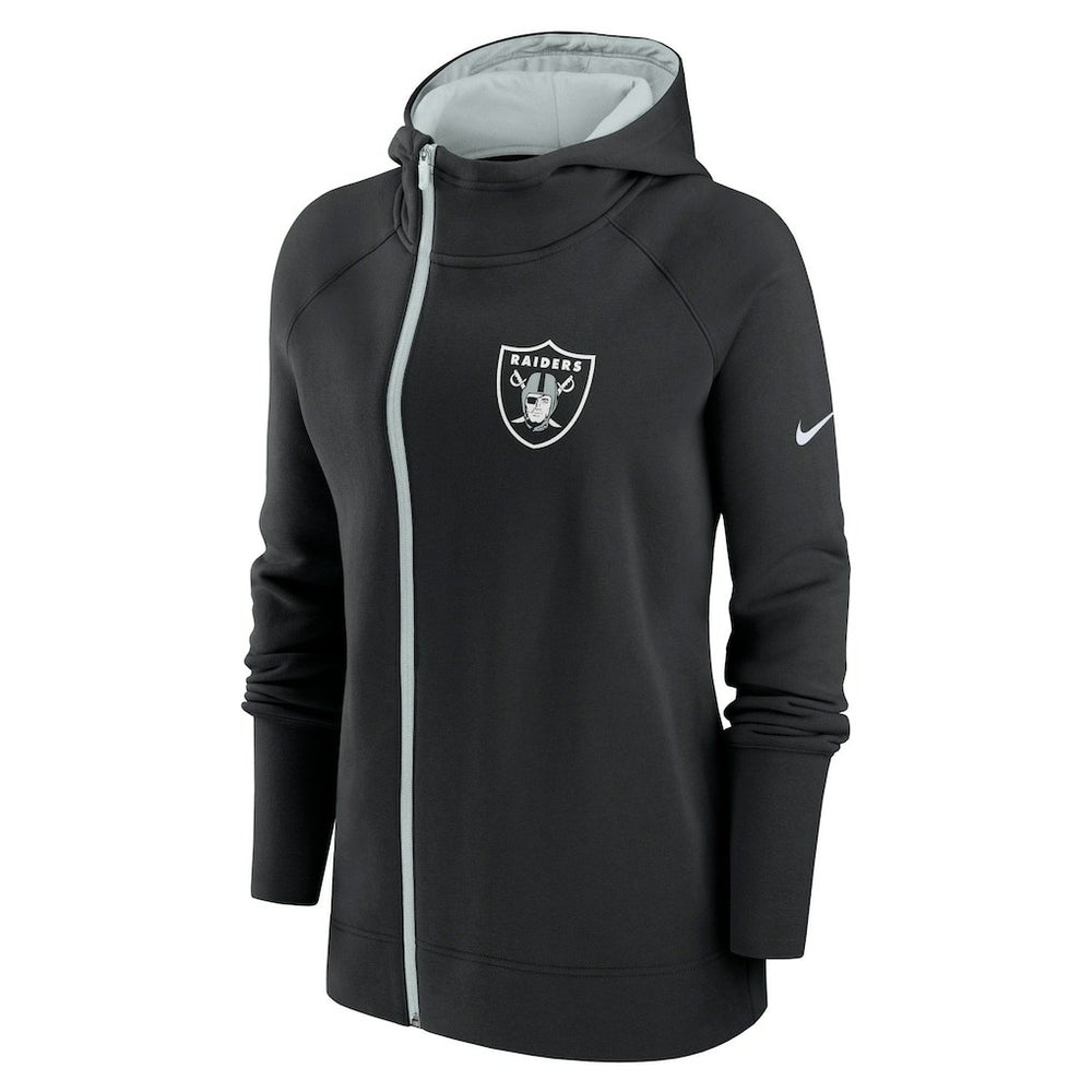 Las Vegas Raiders Women's Asymmetrical Raglan Full-Zip Hoodie Black - Nike