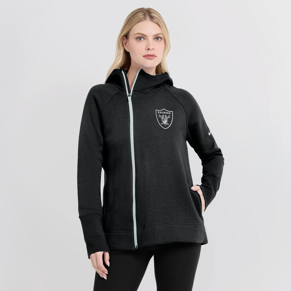 Las Vegas Raiders Women's Asymmetrical Raglan Full-Zip Hoodie Black - Nike