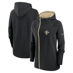 New Orleans Saints Women's Asymmetrical Raglan Full-Zip Hoodie Black - Nike