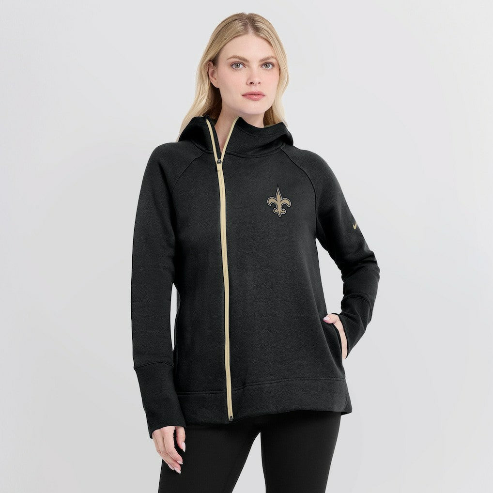 New Orleans Saints Women's Asymmetrical Raglan Full-Zip Hoodie Black - Nike