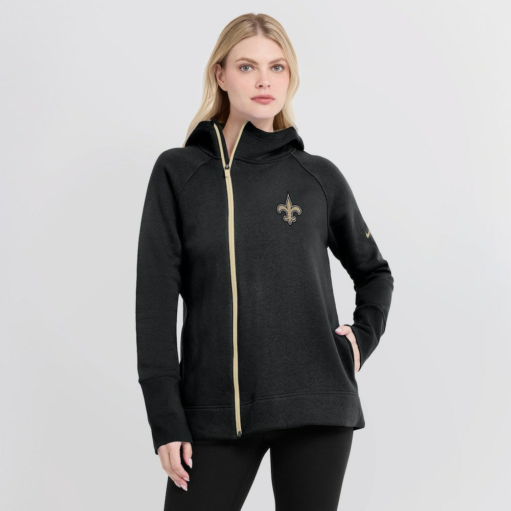 New Orleans Saints Women's Asymmetrical Raglan Full-Zip Hoodie Black - Nike