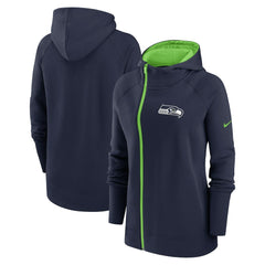 Seattle Seahawks Women's Asymmetrical Raglan Full-Zip Hoodie College Navy - Nike