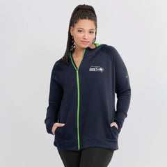 Seattle Seahawks Women's Asymmetrical Raglan Full-Zip Hoodie College Navy - Nike