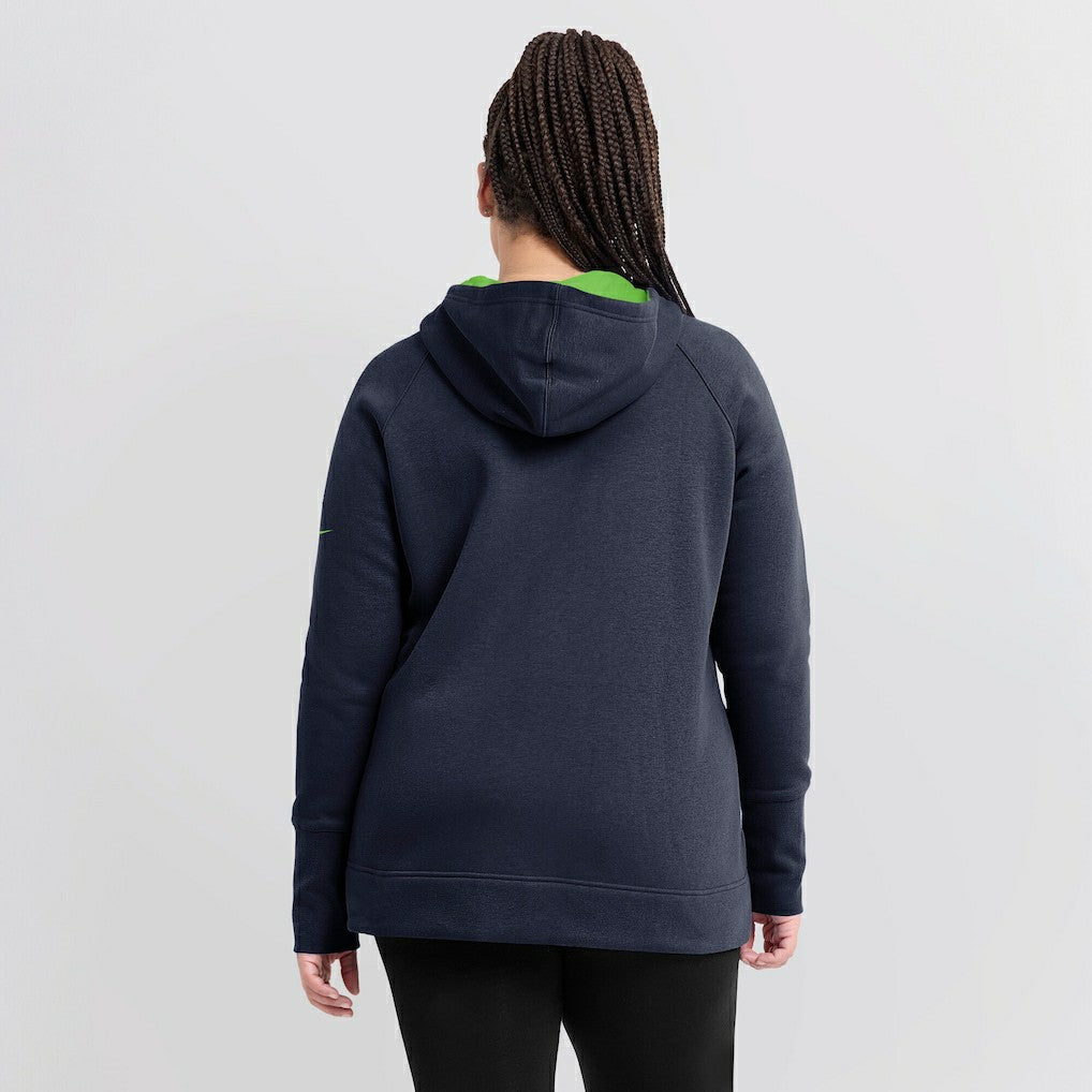 Seattle Seahawks Women's Asymmetrical Raglan Full-Zip Hoodie College Navy - Nike