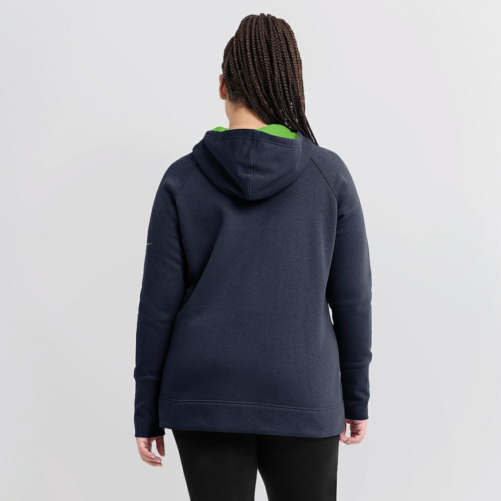 Seattle Seahawks Women's Asymmetrical Raglan Full-Zip Hoodie College Navy - Nike