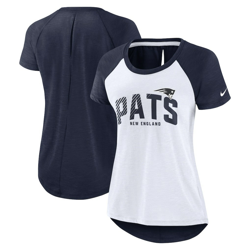 New England Patriots Women's Back Slit Lightweight Fashion T-Shirt White/Heather Scarlet - Nike