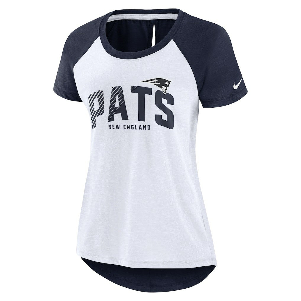 New England Patriots Women's Back Slit Lightweight Fashion T-Shirt White/Heather Scarlet - Nike
