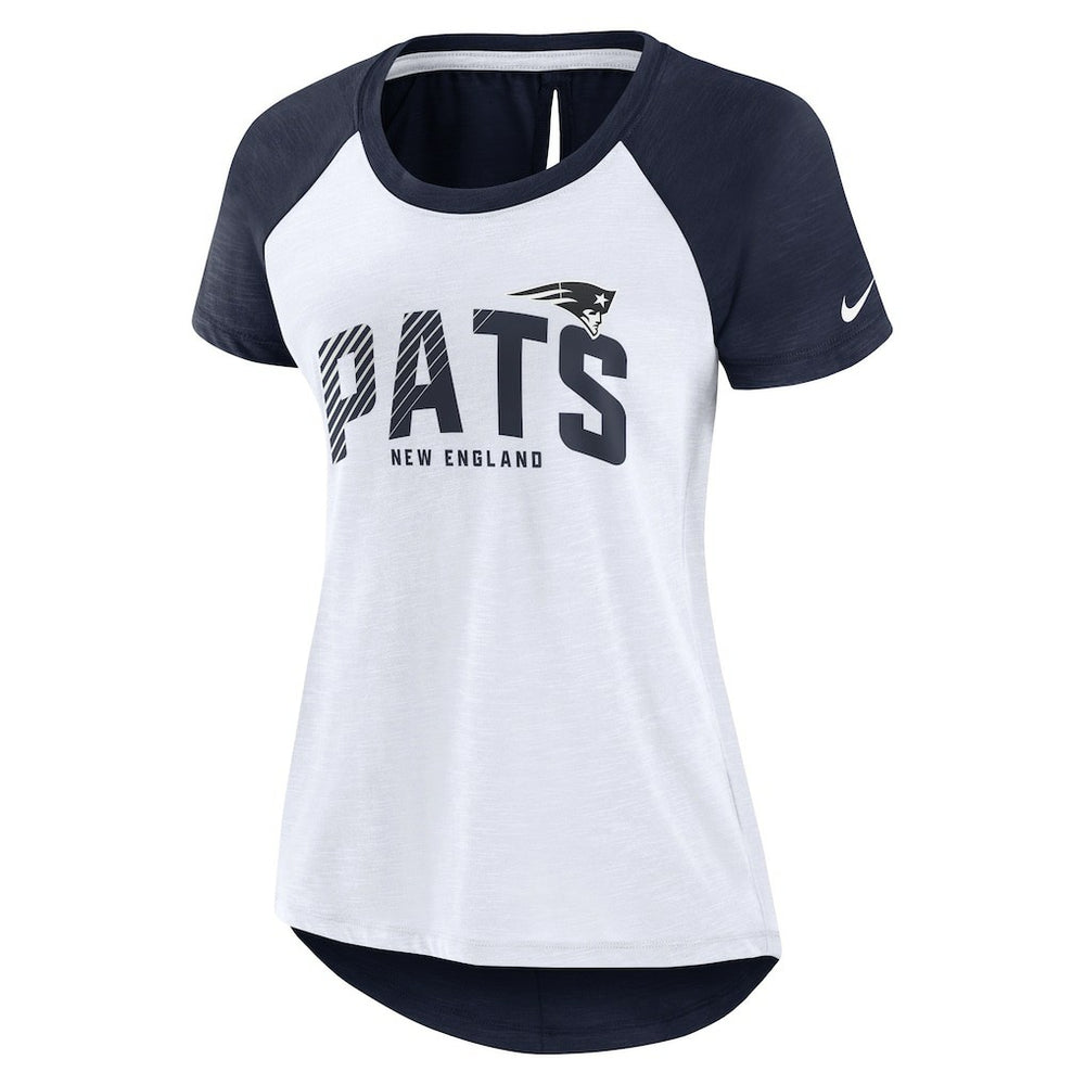 New England Patriots Women's Back Slit Lightweight Fashion T-Shirt White/Heather Scarlet - Nike
