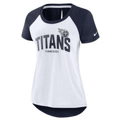 Tennessee Titans Women's Back Slit Lightweight Fashion T-Shirt White/Heather Scarlet - Nike