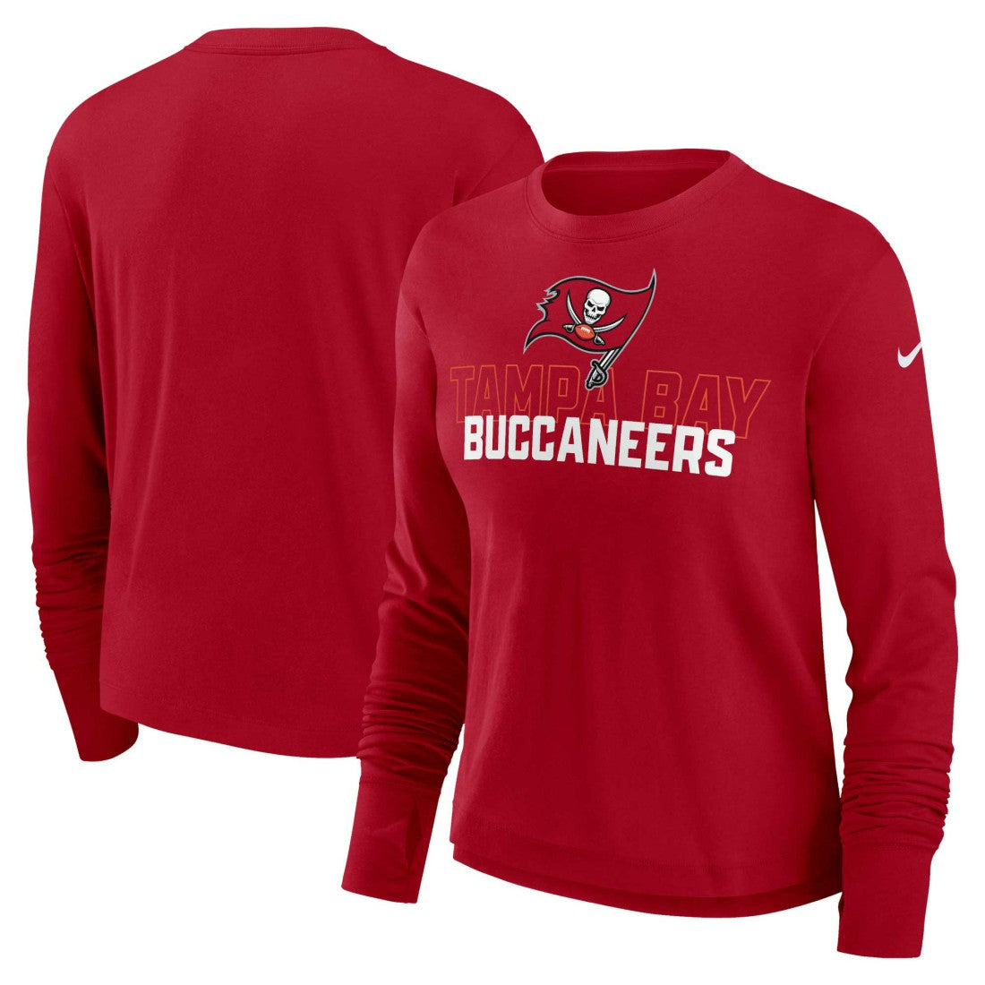 Tampa Bay Buccaneers Women's Modest Crop Performance Long Sleeve T-Shirt Red - Nike