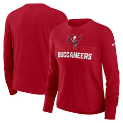 Tampa Bay Buccaneers Women's Modest Crop Performance Long Sleeve T-Shirt Red - Nike